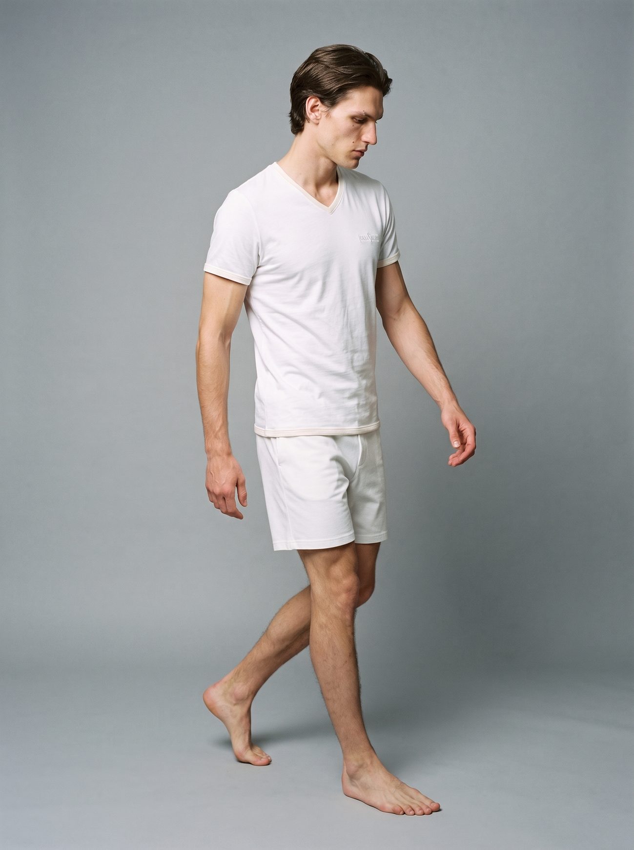 CAPRI ringer tee in light cream, front