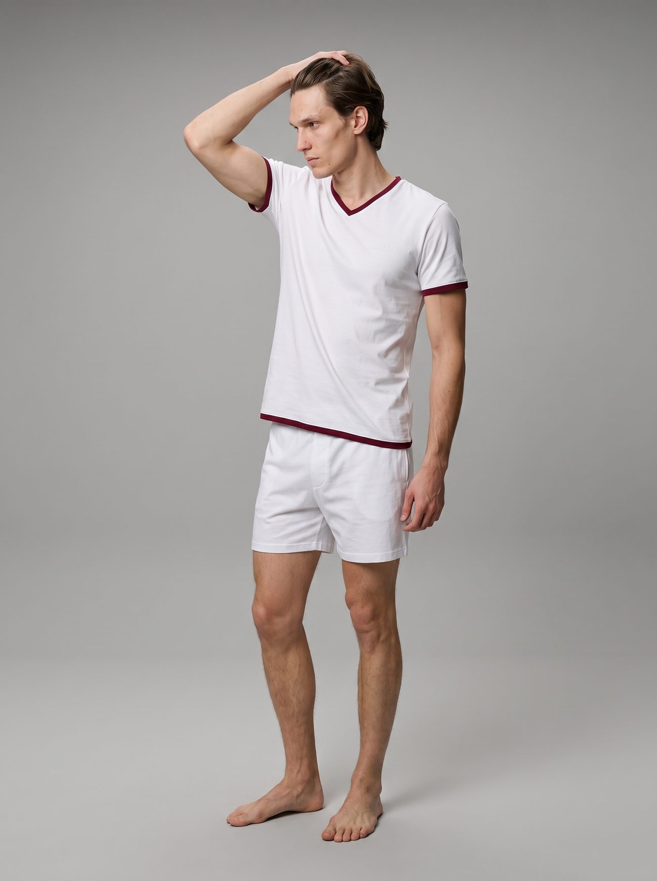 CAPRI ringer tee in dark red, front