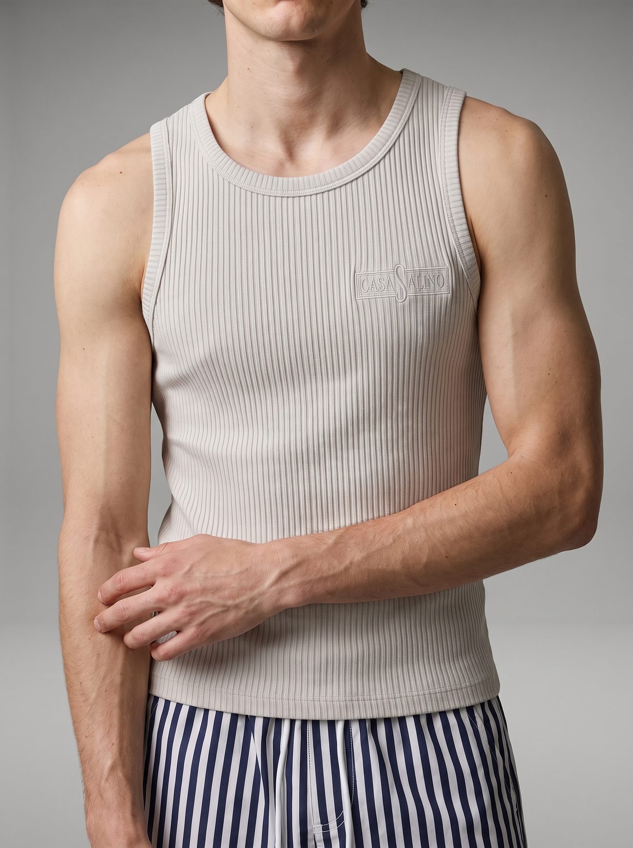 PROCIDA ribbed vest, rib and chest mark detail