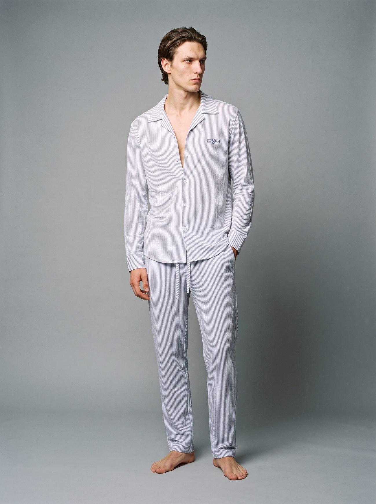 SORRENTO pinstripe camp shirt, front